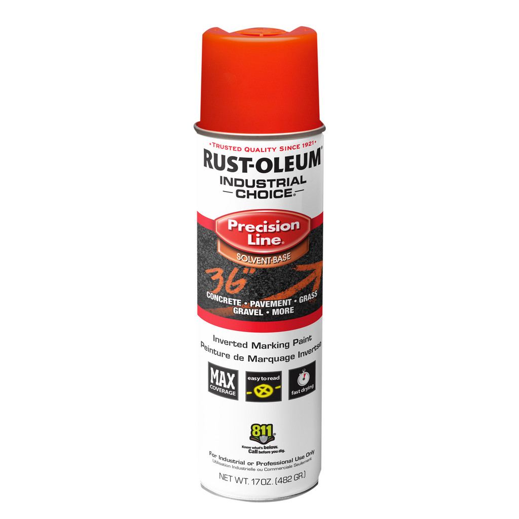 Rust-Oleum | Industrial Choice™ Industrial Choice M1600 Inverted Marking Spray Paint, Alert Orange, 17 oz - 600' to 700' Coverage at 1" Wide
