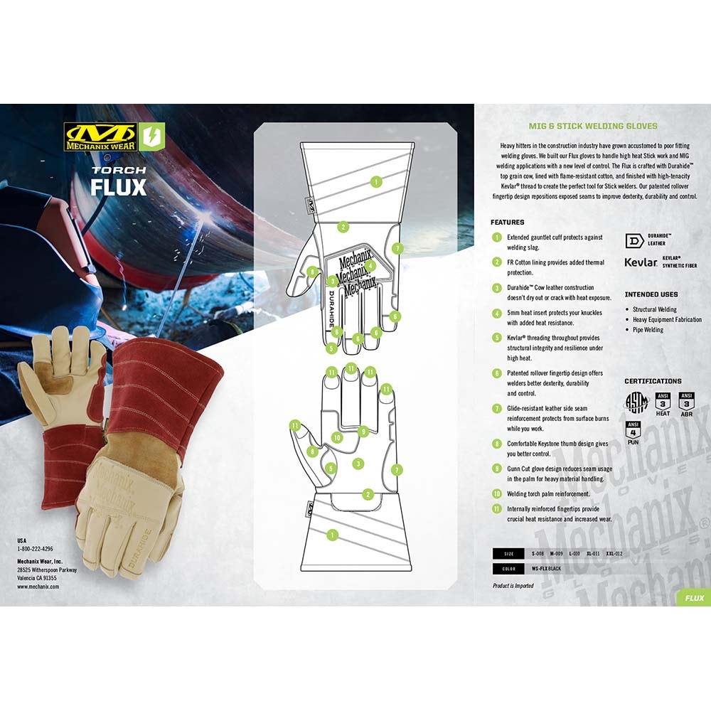 好評超激安WS-FLX-011 WSFLX011 MECHANIX MECHANIX 溶接牛革手袋