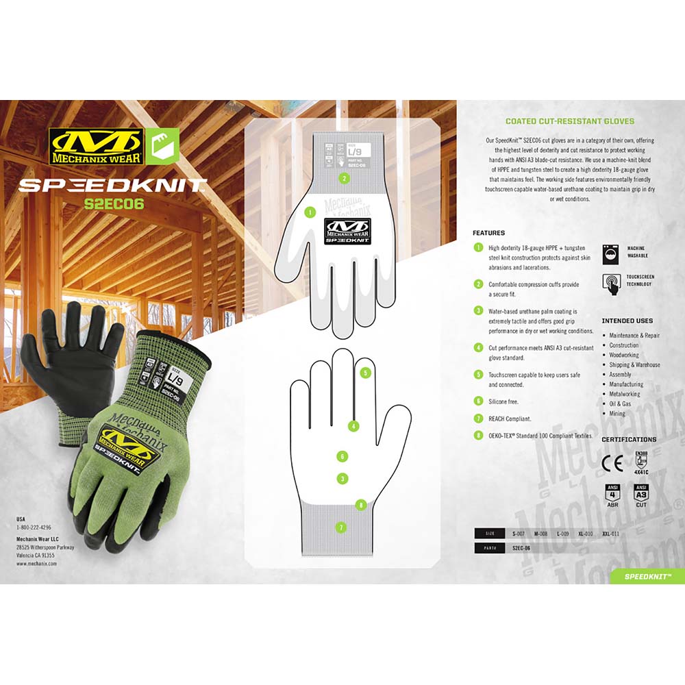 Mechanix Wear - Cut &amp; Abrasion-Resistant Gloves: Mechanix Wear S2EC-06 ...