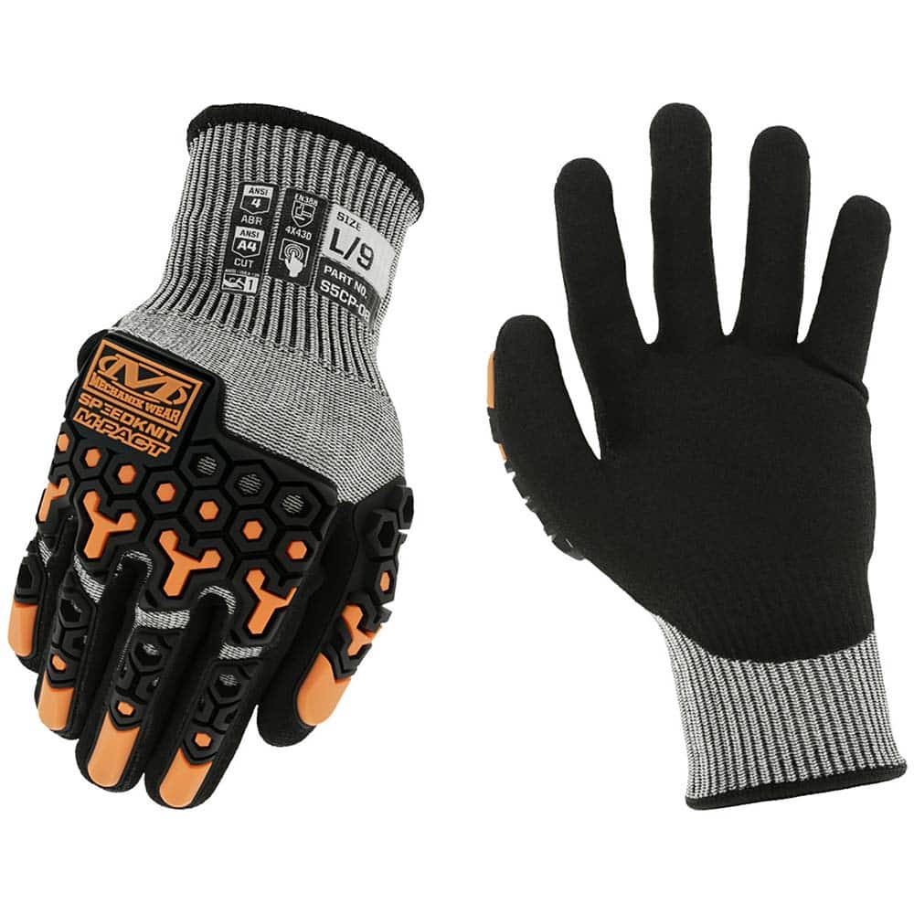 Mechanix Wear Cut, Puncture & Abrasive-Resistant Gloves: Size M, ANSI Cut A4, ANSI Puncture 3, Nitrile, HPPE - Black, Palm Coated, ANSI Abrasion 4