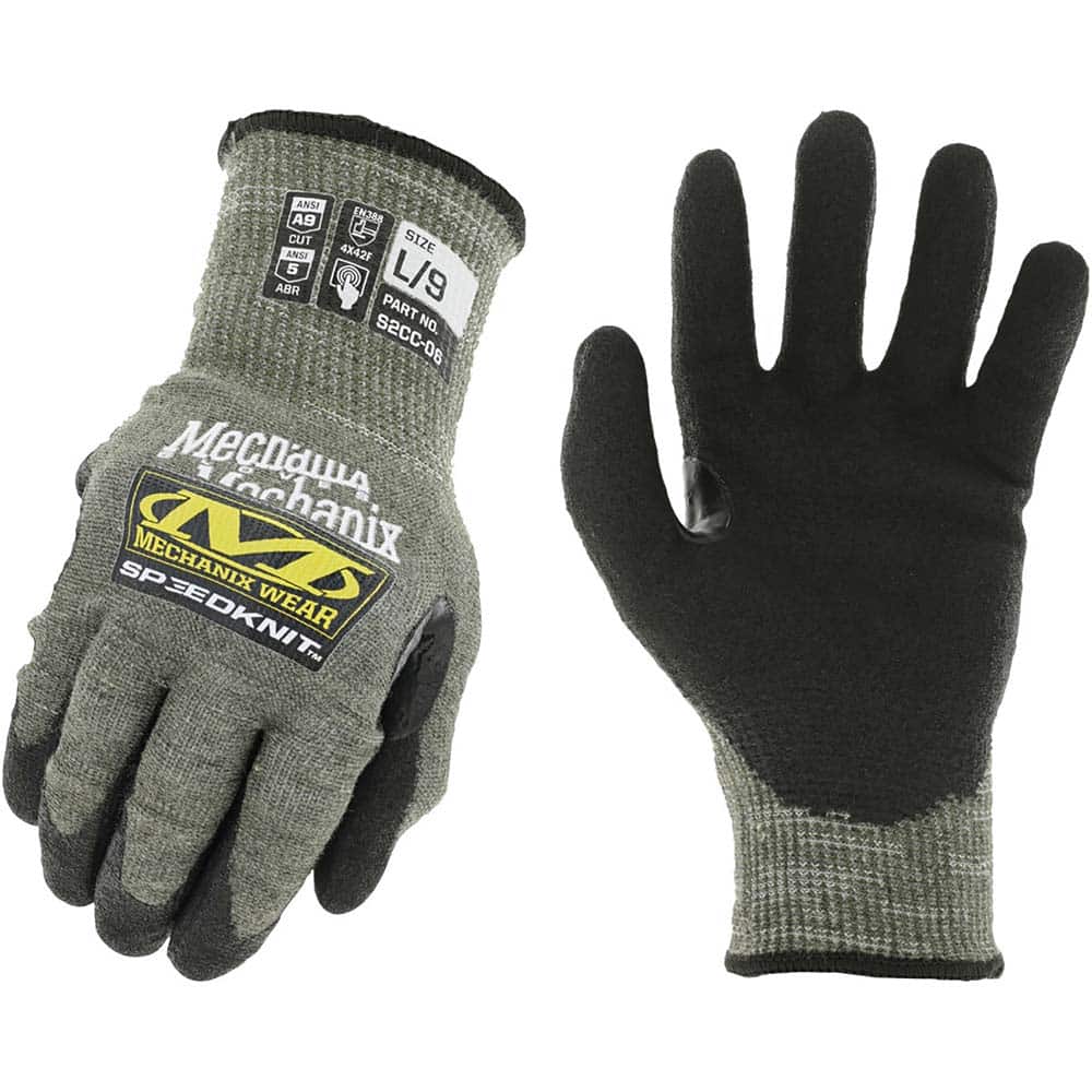 Cut & Abrasion-Resistant Gloves: Size L, ANSI Cut A9, Urethane, HPPE