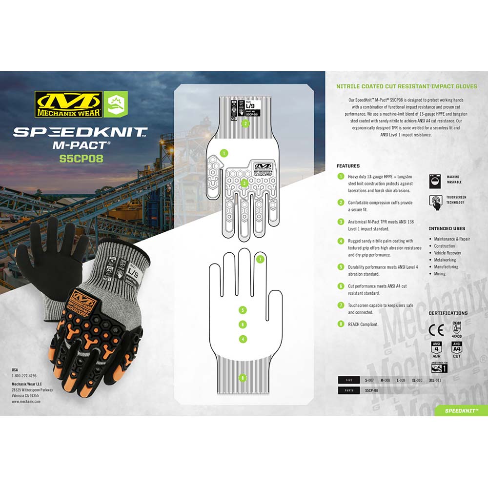 Mechanix Wear Cut & Puncture Resistant Gloves; Type Cut Resistant