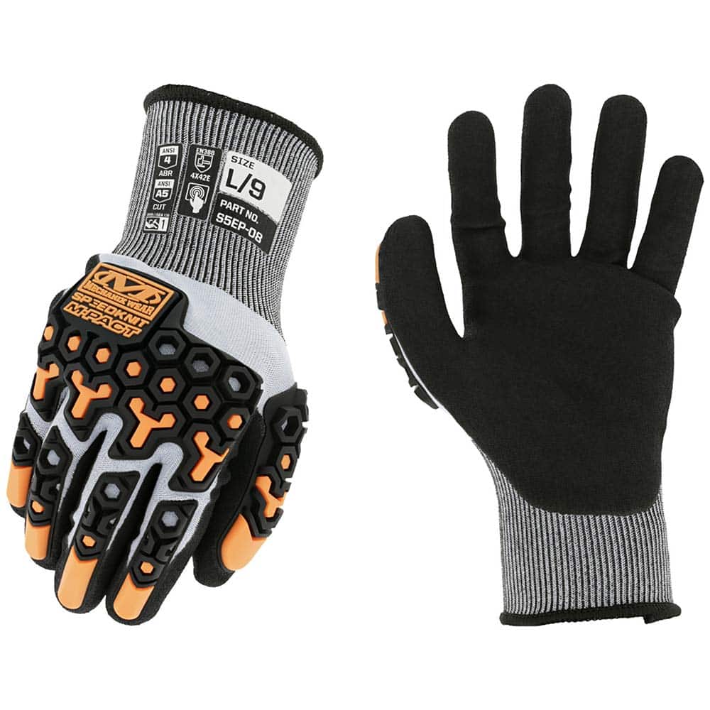 Cut, Puncture & Abrasive-Resistant Gloves: Size L, ANSI Cut A5, ANSI Puncture 3, Nitrile, HPPE