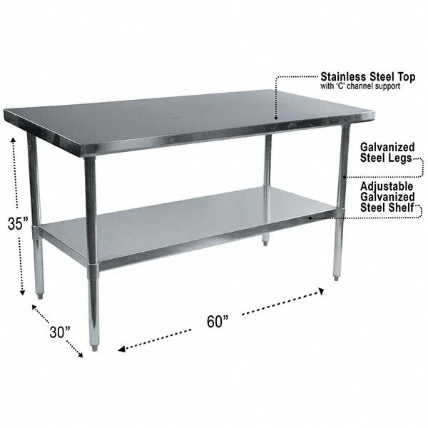 ALERA Stationary Work Benches, Tables Type Work Table Top Material