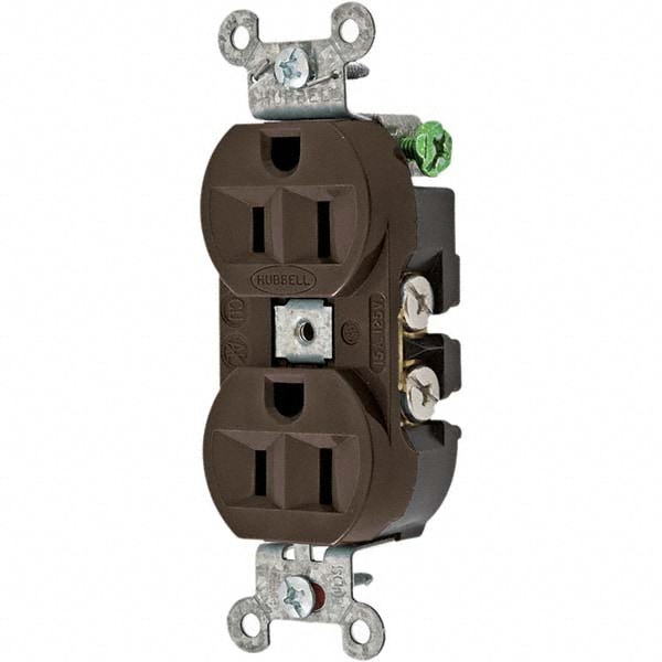 Straight Blade Duplex Receptacle: NEMA 5-15R, 15 Amps, Self-Grounding