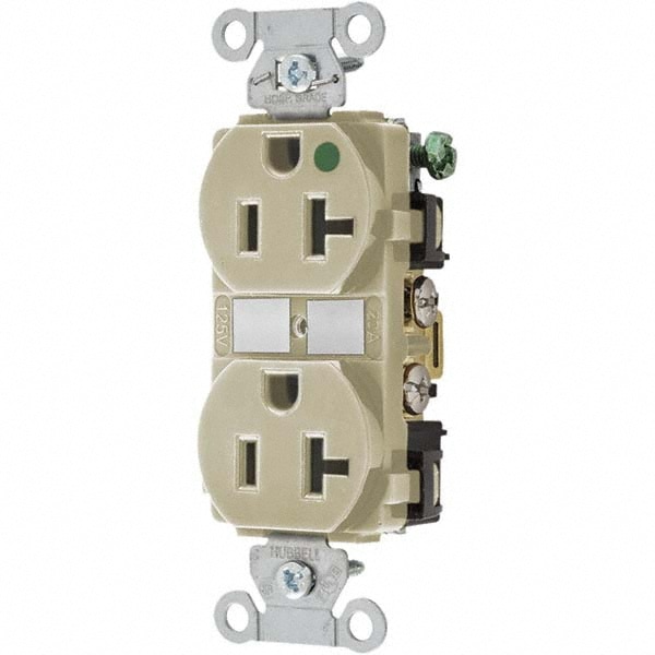 Straight Blade Duplex Receptacle: NEMA 5-20R, 20 Amps, Self-Grounding