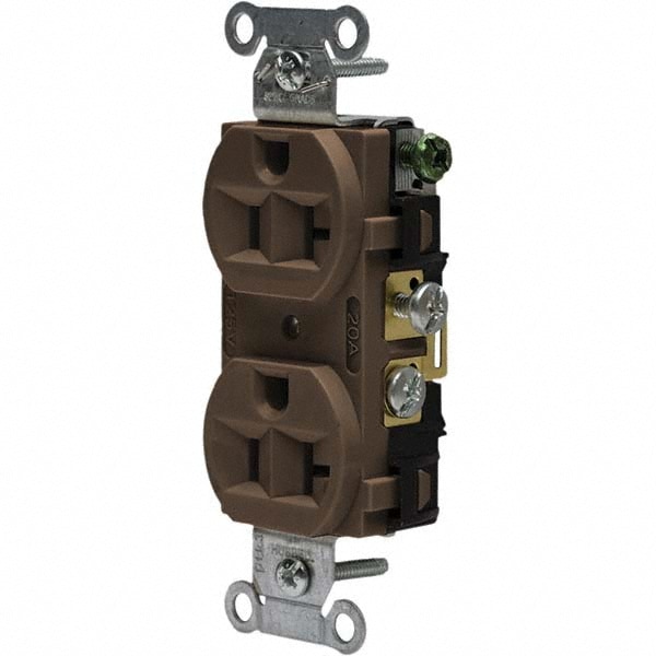 Straight Blade Duplex Receptacle: NEMA 5-20R, 20 Amps, Self-Grounding