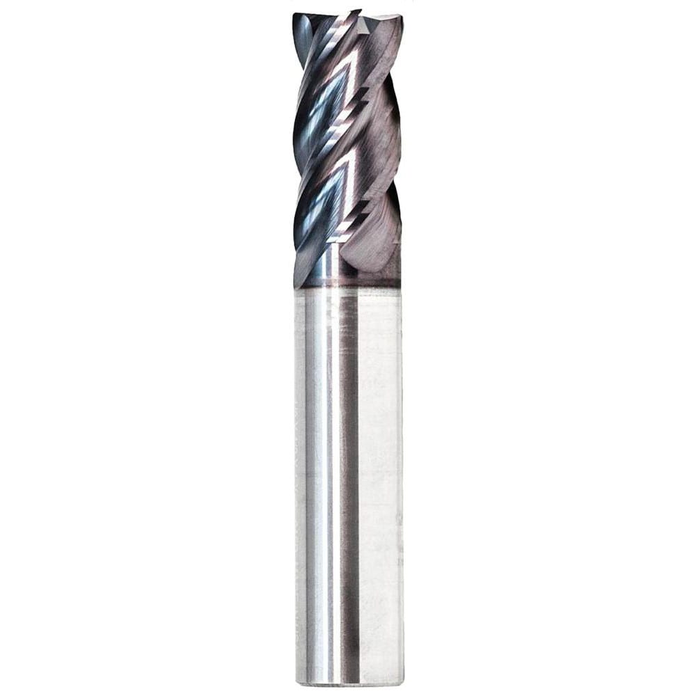 Corner Radius End Mill: 1/8" Dia, 1/2" LOC, 0.03" Radius, 4 Flutes, Solid Carbide