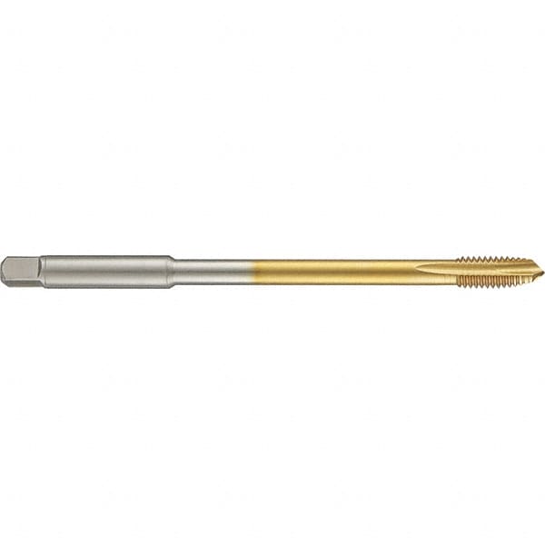 Guhring 9042850063500 Spiral Point Tap: 1/4-20, UNC, 3 Flutes, Plug, 2B, High Speed Steel, TiN Finish Image