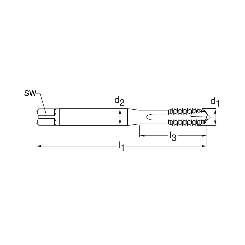 Guhring Spiral Point Tap 1/428 UNF, 3 Flutes, Plug, 2B Class of Fit