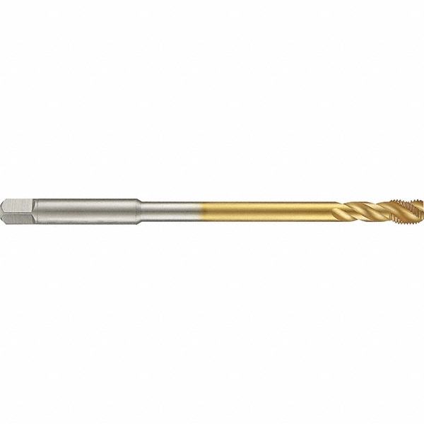 Spiral Flute Tap:  UNF,  3 Flute,  Modified Bottoming,  2B Class of Fit,  High-Speed Steel,  TiN Finish