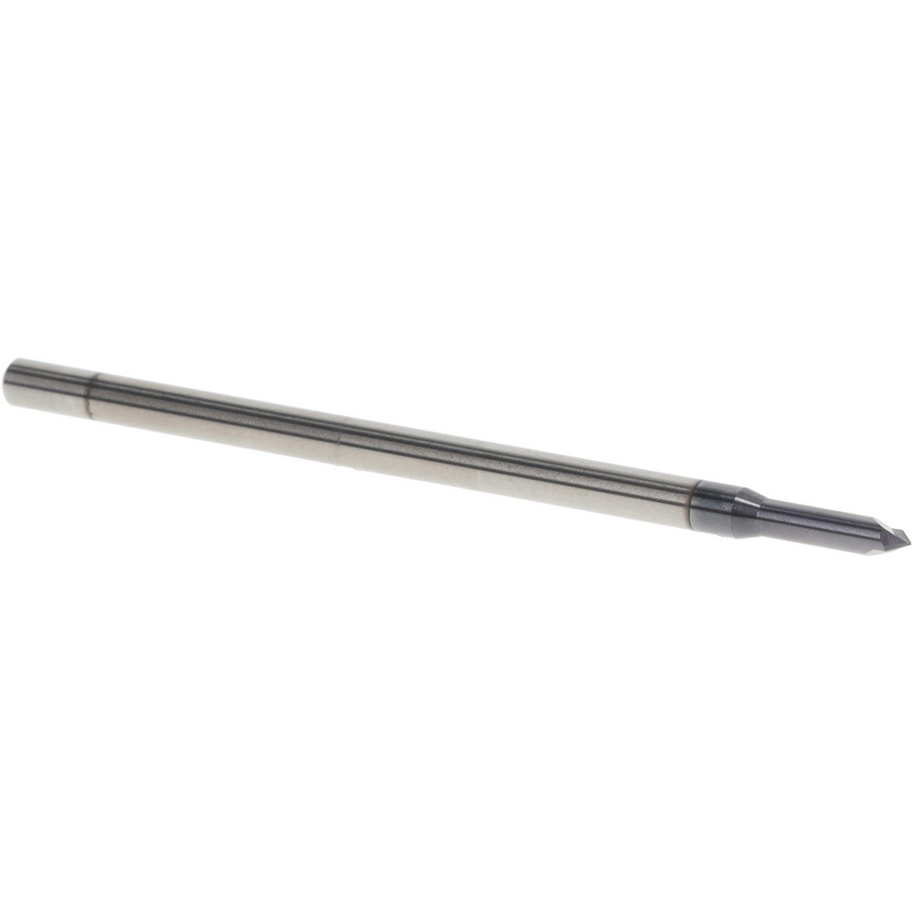 Harvey Tool Chamfer Mill: 3/32" Dia, 90 deg, 2 Flute, 1/8" Shank Dia, Solid Carbide, Single End - 2-1/2" OAL, AlTiN Coated | Part #874345-C3