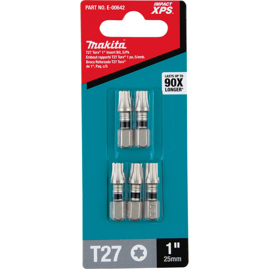 Makita A-96584 Impactx T27 Torx 1-Inch Insert Bit – 2-Pack, Precision Machined S2 Steel For Impact Drivers