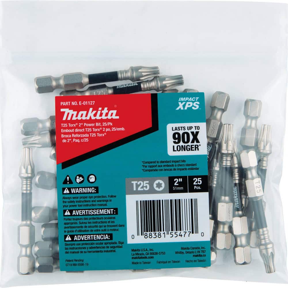 Makita E-01127 Power Screwdriver Bit: T25 Torx, 1/4" Hex Drive 
