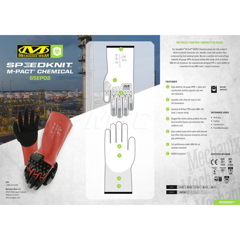 Mechanix Wear - Chemical Resistant Gloves: M-Pact Size Medium, 43.00 ...