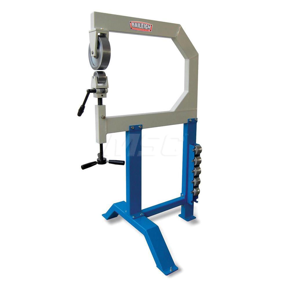 English Wheels; Power Type: Manual ; Throat Depth (Inch): 28 ; Maximum Mild Steel Capacity (Gauge): 18 ; Head Opening (Inch): 3 ; Roller Wheel Radius (Inch): 8 ; Includes: (6) Radius Anvils; 8 in x 2 in Upper Roll