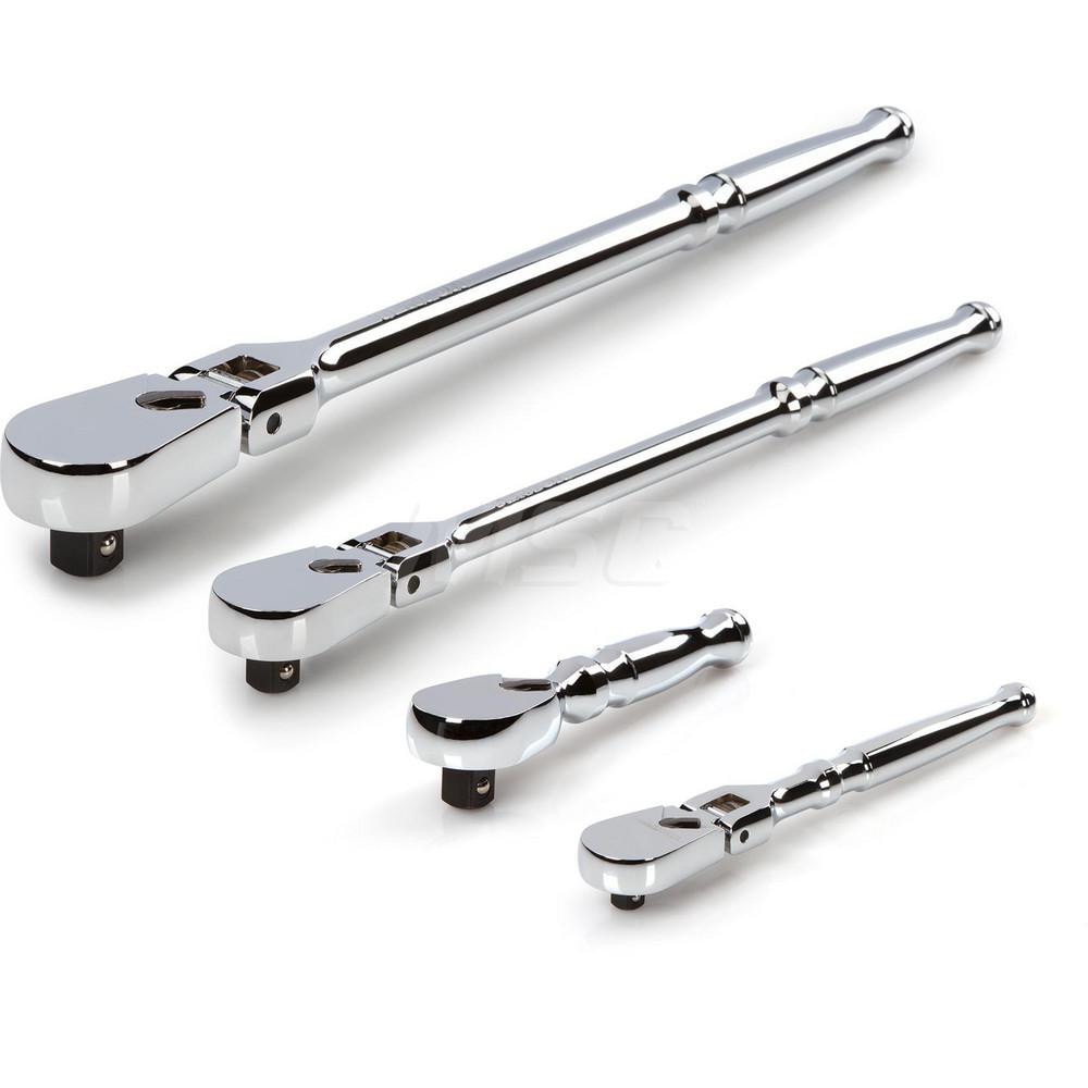 Tekton 1 4 3 8 1 2 Inch Drive Flex Head Ratchet Set 4 Piece Msc Industrial Supply