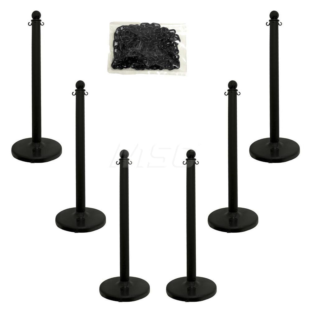 Pedestrian Barrier Kits; Chain Material: Plastic ; Post Material: Plastic ; Surface Pattern: Solid Color ; Chain Color: Black ; Post Color: Black ; Chain Trade Size: 8