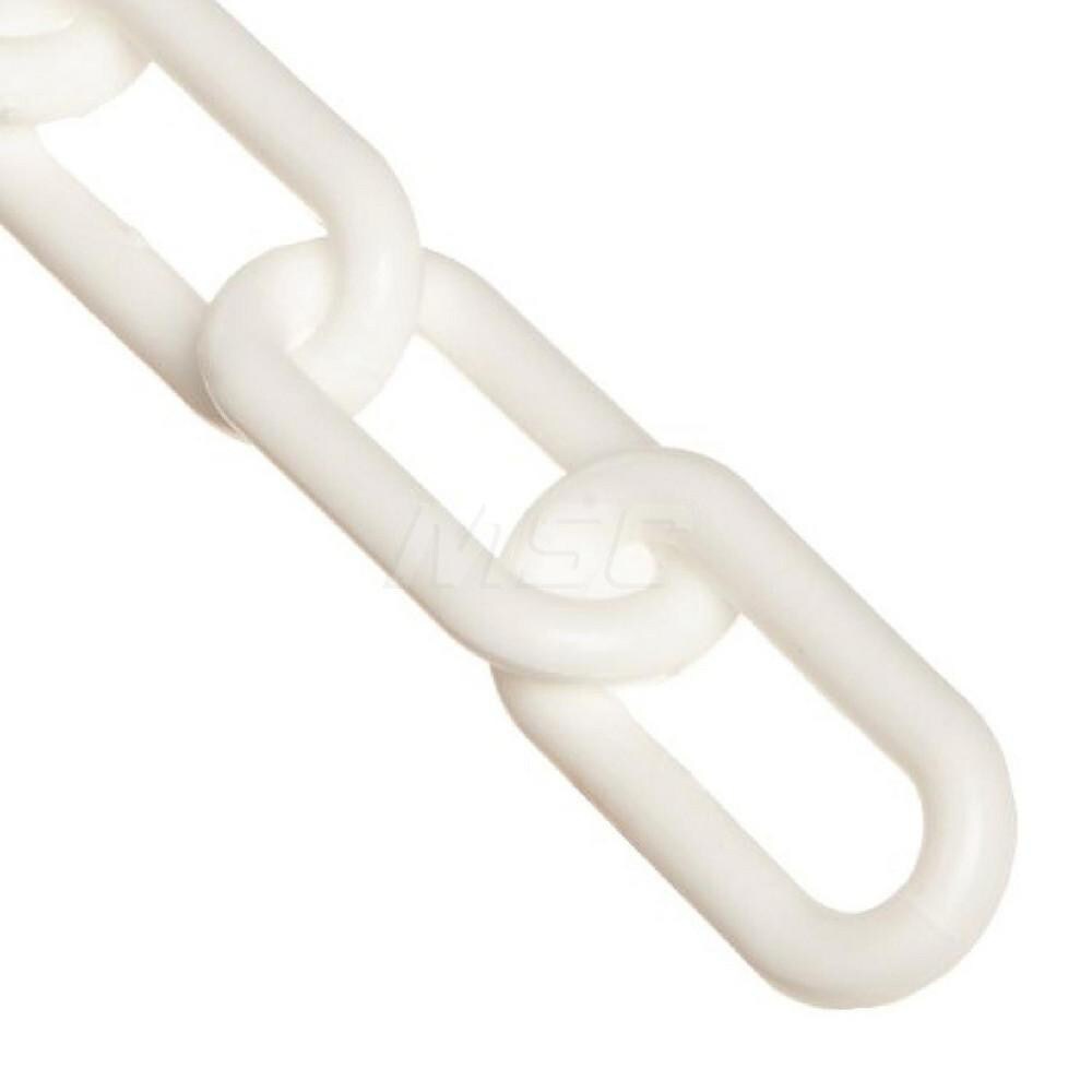 Pedestrian Barrier Chain: Plastic, White, 100' Long, 1" Wide