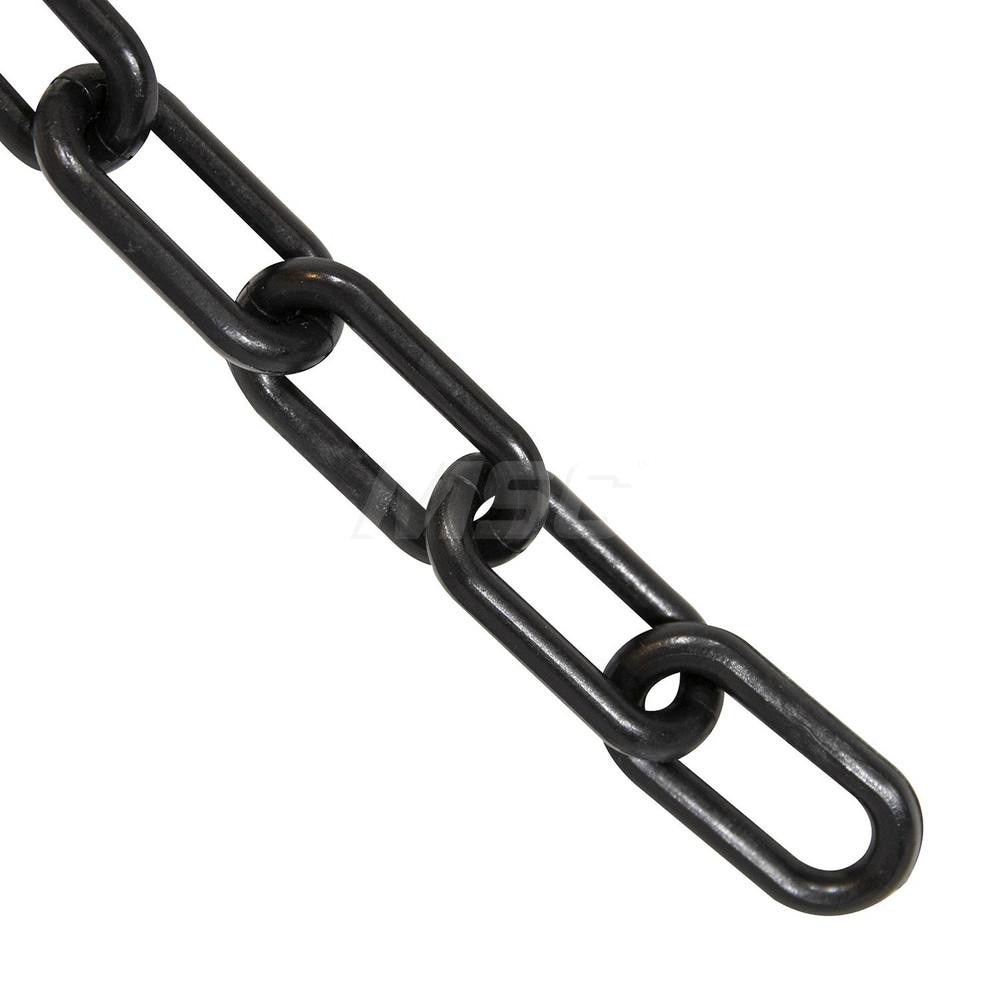 Pedestrian Barrier Chain: Plastic, Black, 100' Long, 1" Wide