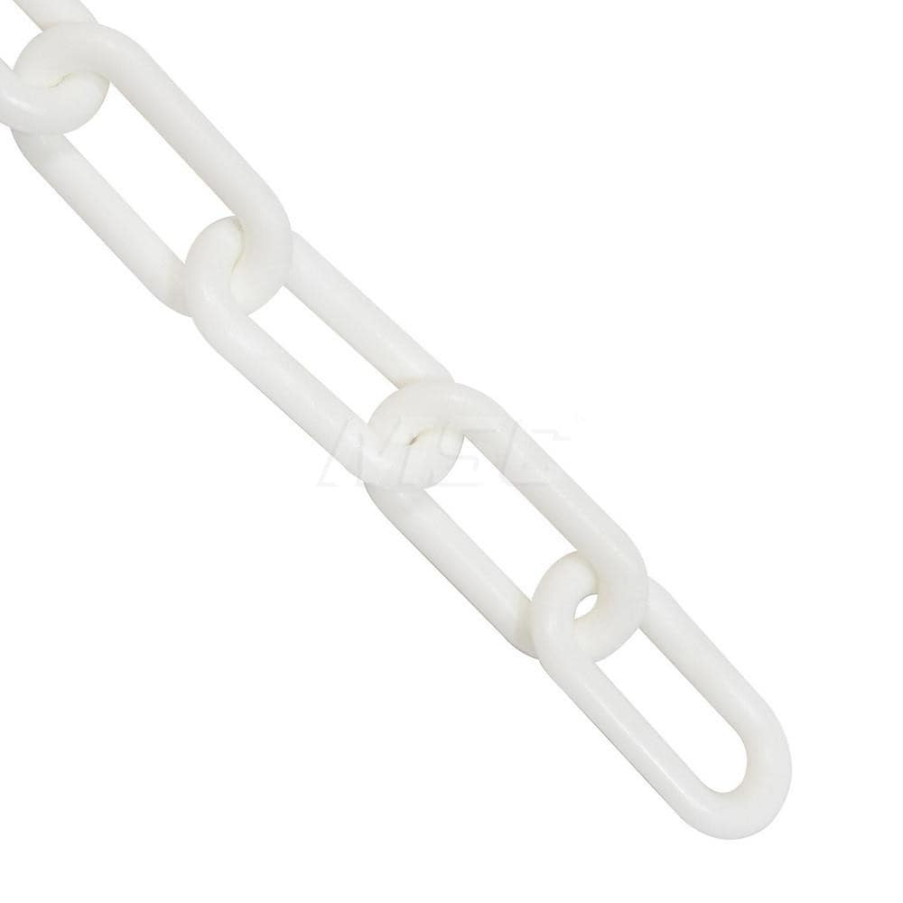 Pedestrian Barrier Chain: Plastic, White, 100' Long, 1" Wide