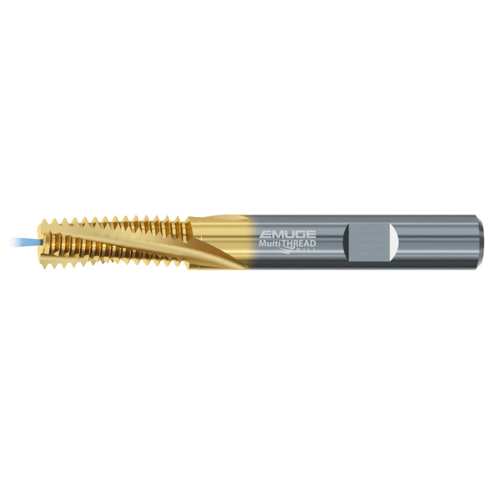 Helical Flute Thread Mill: 1/2-13, 3 Flute, 3/8" Shank Dia, Solid Carbide