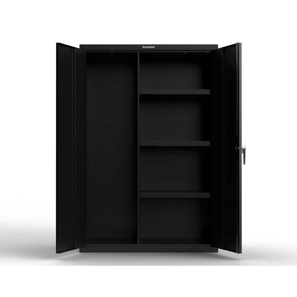 Steel Heavy-Duty Janitorial Cabinet: 48" Wide, 24" Deep, 72" High - 3 Shelf, Keyed & Padlock Hasp
