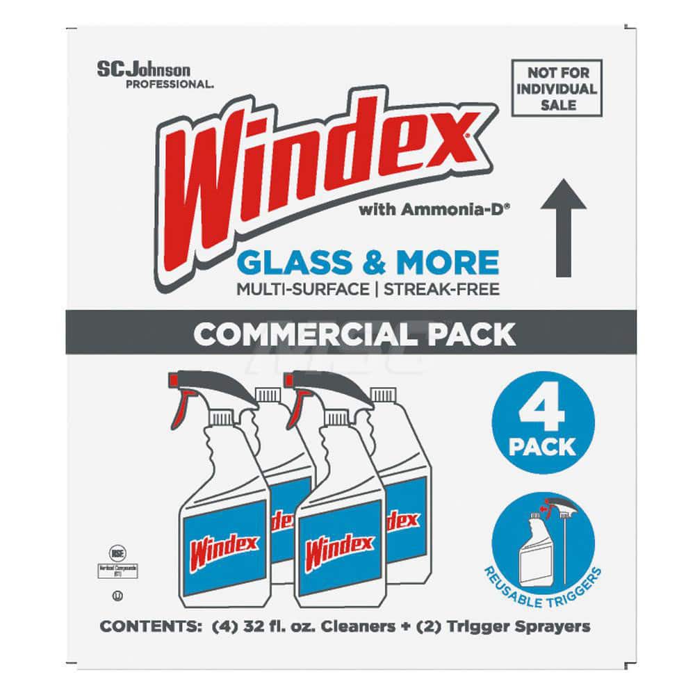 Windex 327171 Windex Glass & More, Multi-Surface, Streak-Free Commercial, 4 Piece Set, Capped Bottles, 2 Triggers, 32oz 