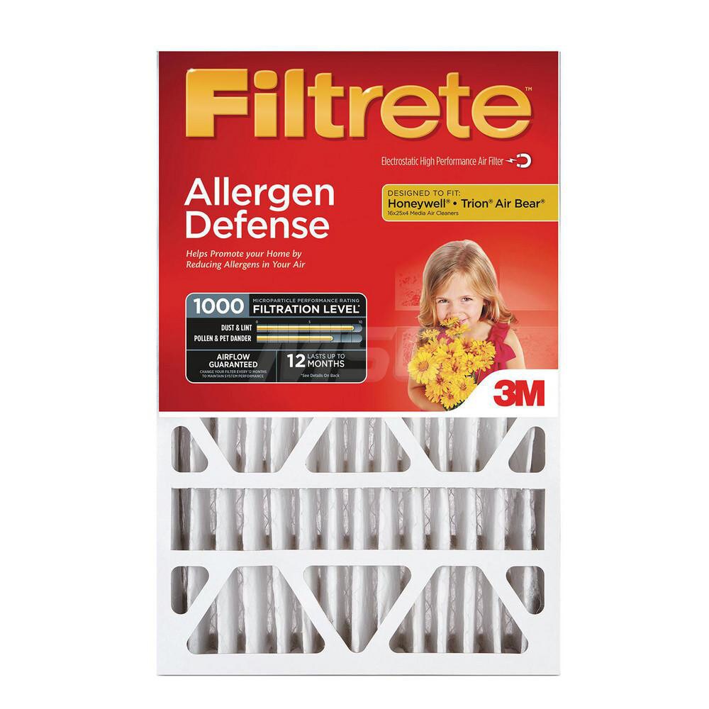 Pleated Air Filter: 16 x 25 x 4", MERV 11, 50 to 60% Efficiency