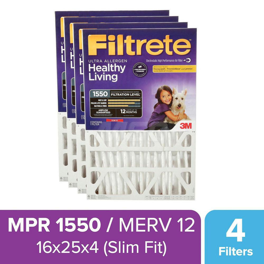 Pleated Air Filter: 16 x 20 x 1", MERV 12, 55% Efficiency