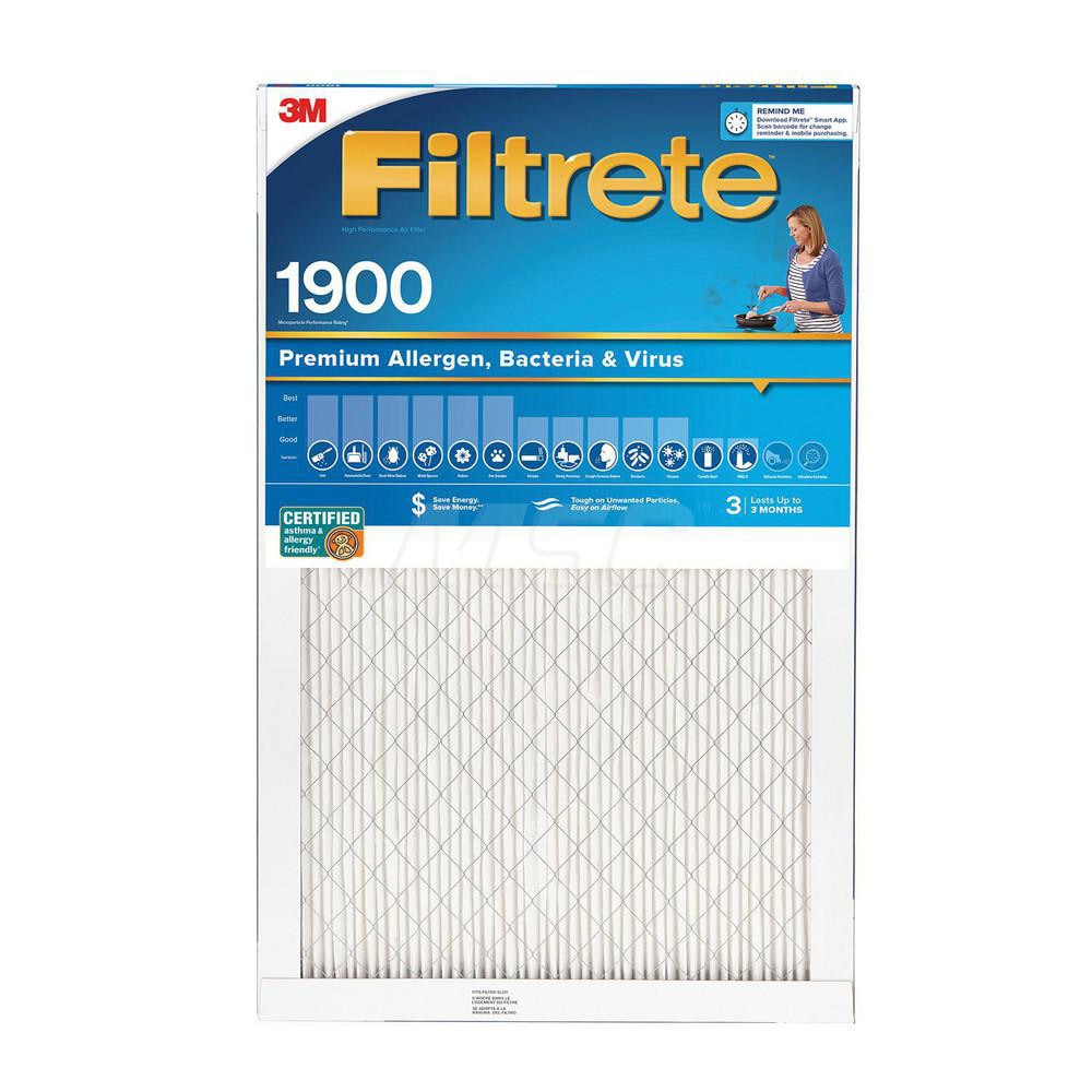 3M - Pleated Air Filter: Electrostatic, Polypropylene, 95% Efficient ...