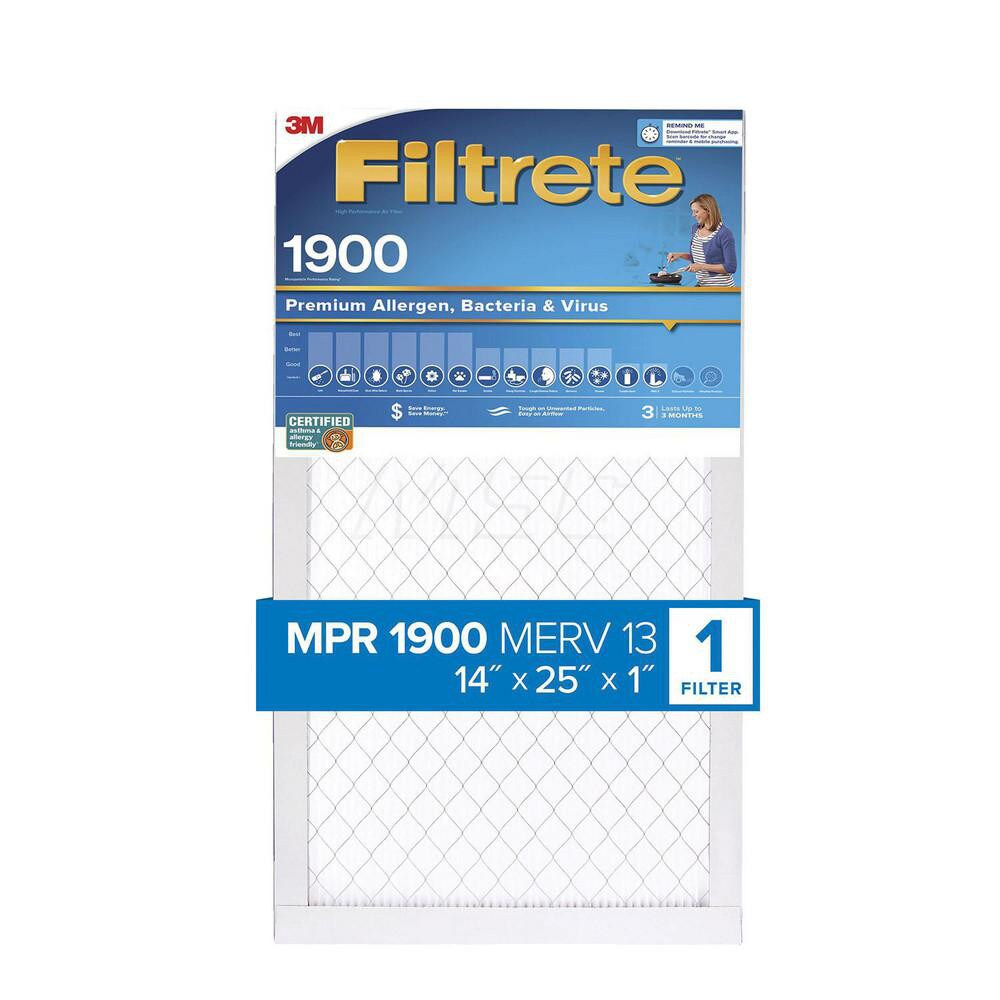 Pleated Air Filter: 14 x 25 x 1", MERV 13, 95% Efficiency