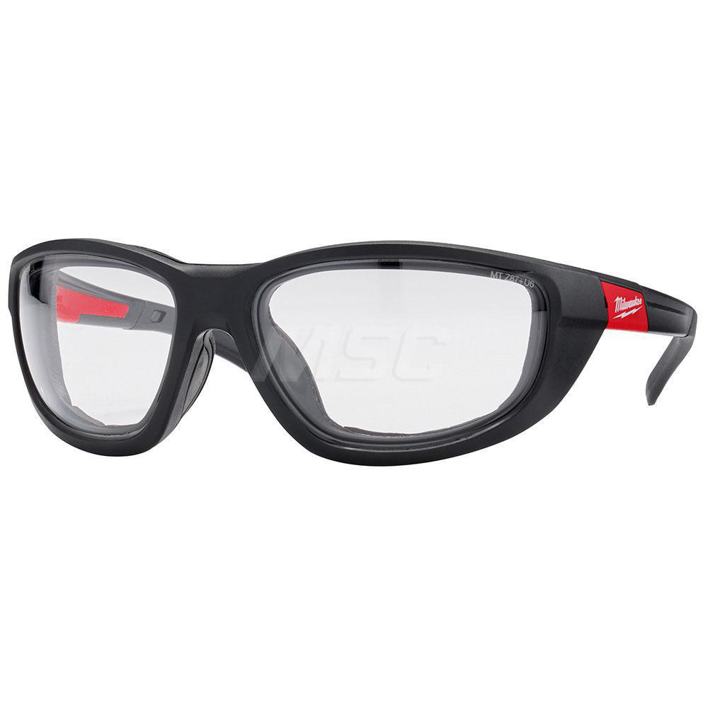 Safety Glasses: Anti-Fog & Scratch-Resistant, Plastic, Clear Lenses, Full-Framed - Black Frame, Non-Adjustable Temples, Series 48-73-204, ANSI Z87.1+