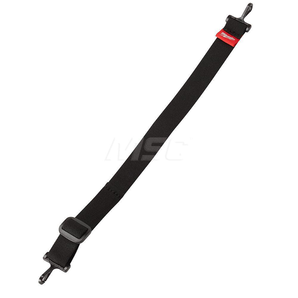 Hard Hat Chin Strap: Polyester, Black, Use with Milwaukee Tool Hard Hat - Clip-On Attachment, 1.125" OAH, 15" OAW, 0.5" OAL