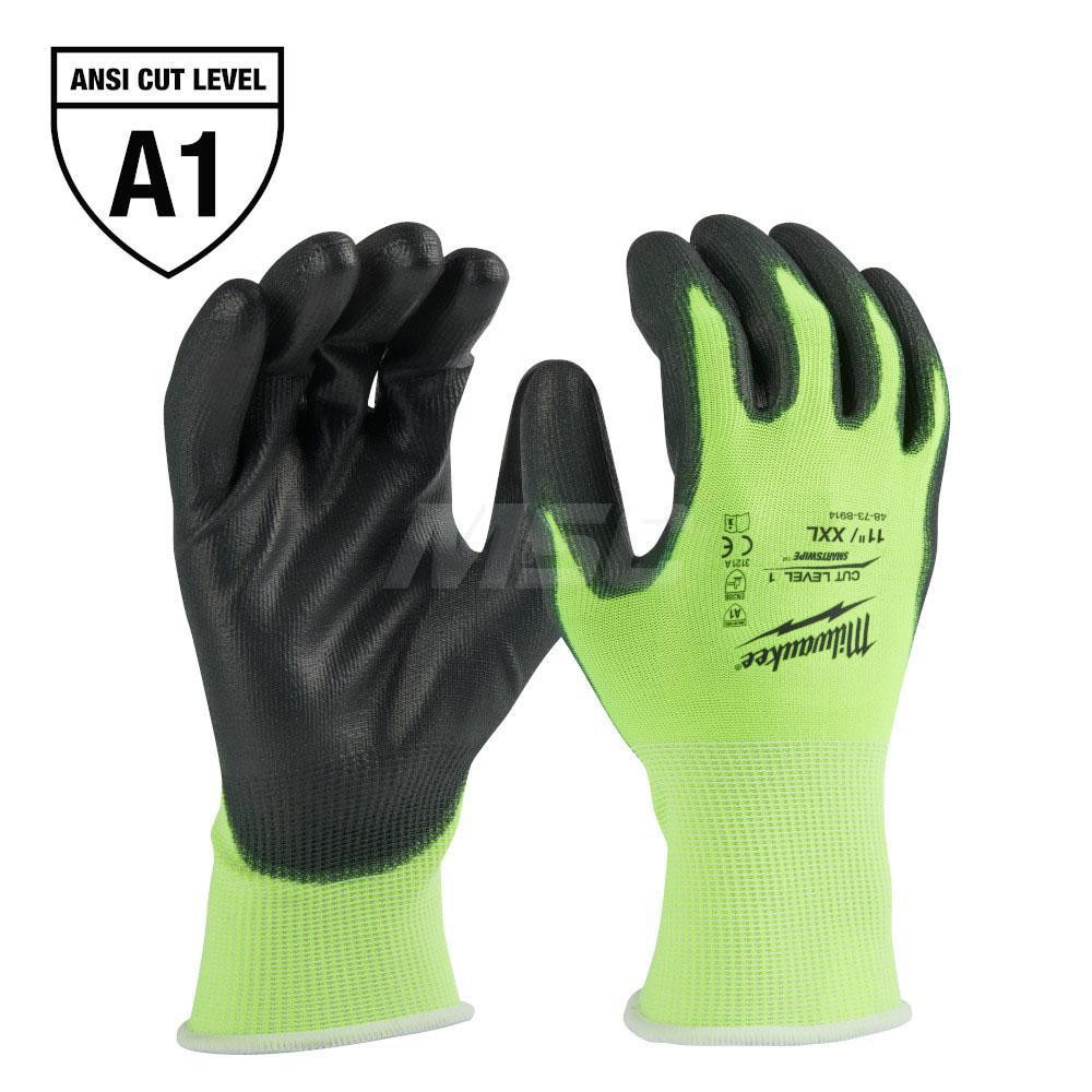 Cut, Puncture & Abrasive-Resistant Gloves: Size 2XL, ANSI Cut A1, ANSI Puncture 0, Nitrile, Polyurethane