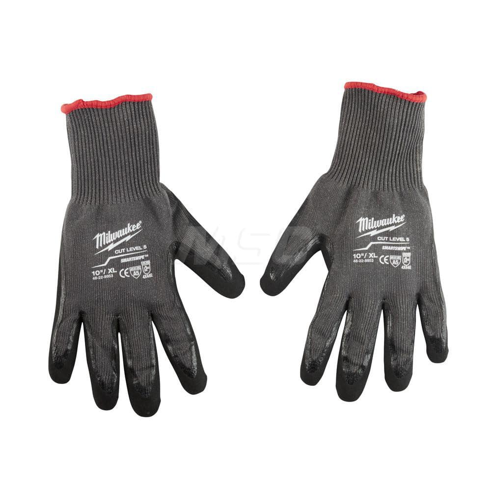 Milwaukee Tool | Milwaukee Cut, Puncture & Abrasive-Resistant Gloves: Size XL, ANSI Cut A5, ANSI Puncture 0, Nitrile, Nylon - Red & Black, Palm &