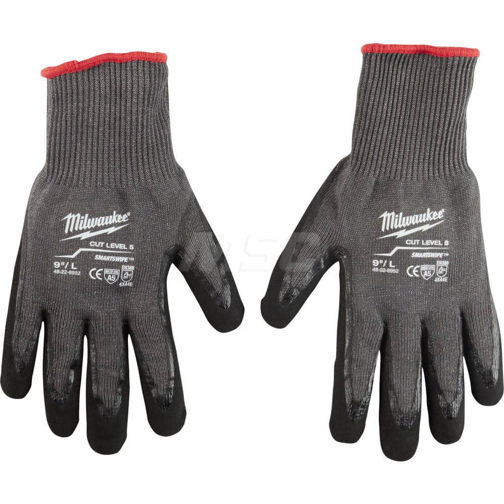 Milwaukee Tool | Milwaukee Cut, Puncture & Abrasive-Resistant Gloves: Size L, ANSI Cut A5, ANSI Puncture 0, Nitrile, Nylon - Red & Black, Palm &