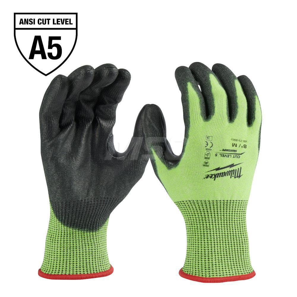 Cut, Puncture & Abrasive-Resistant Gloves: Size M, ANSI Cut A5, ANSI Puncture 0, Nitrile, Polyurethane