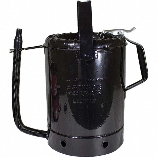 Can & Hand-Held Oilers: Oiler Type: Bucket Oiler; Pump Material: Steel; Body Material: Steel; Color: Black