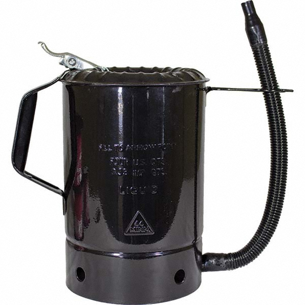 Can & Hand-Held Oilers: Oiler Type: Bucket Oiler; Pump Material: Steel; Body Material: Steel; Color: Black