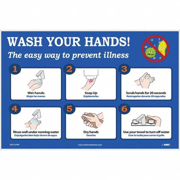 Sign: Rectangle, "WASH YOUR HANDS! The easy way to prevent illness"