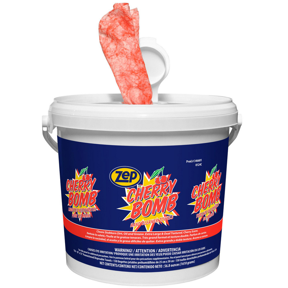 ZEP - Cherry Bomb Hand Wipes, Pre-Moistened, Center Pull Canister