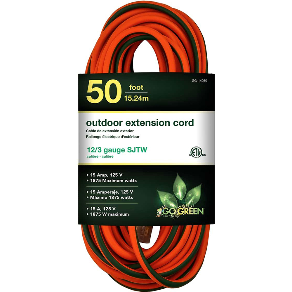 GoGreen Power Power Cords Cord Type Extension Cord Overall Length Feet 50 Cord Color Orange Amperage 15  Part GG14050