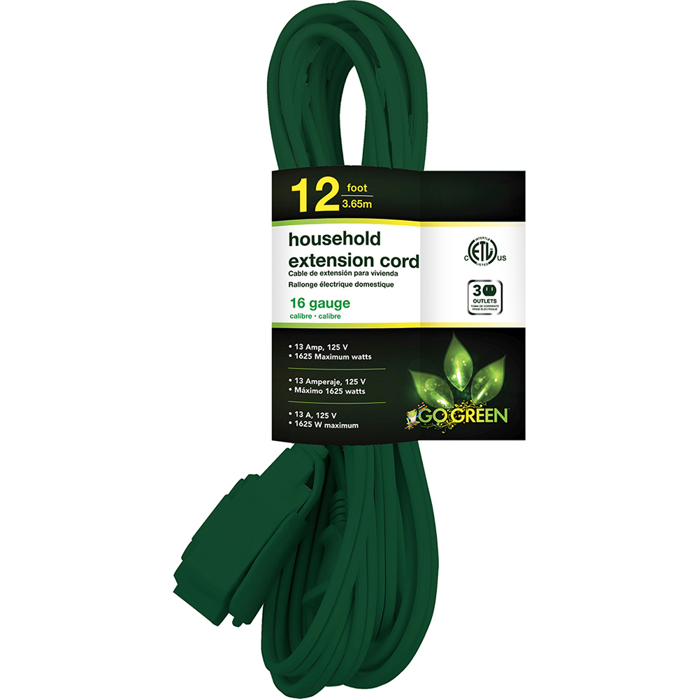 GoGreen Power Power Cords Cord Type Extension Cord Overall Length Feet 12 Cord Color Green Amperage 13 6Pack Part GG24512 GoGreen Power Power Cords Cord Type Extension Cord Overall Length Feet 12 Cord Color Green Amperage 13 6Pack Part GG24512