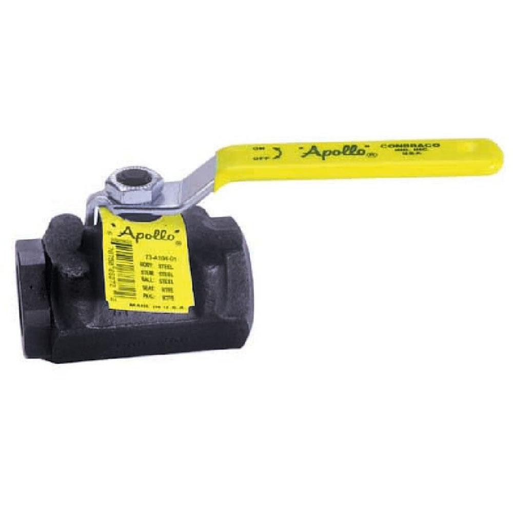 Manual Ball Valve: 1/2" Pipe, Standard Port, Forged Carbon Steel - 2-Piece, 2-Way & In-Line, FNPT, 2,000 psi WOG