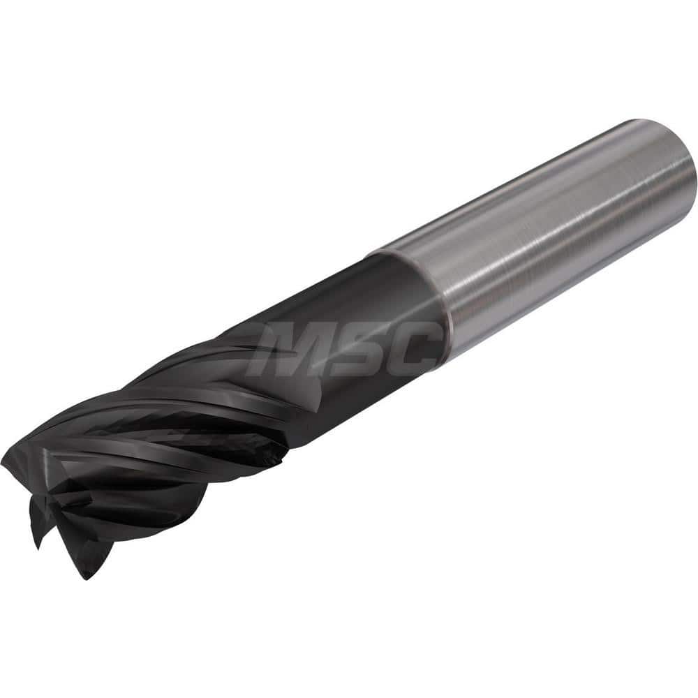 5/16 Shank Diam Uncoated Single End Solid Carbide 5/16 Diam Corner Radius Roughing End Mill 3 Overall Length Centercutting 38° Helix Angle 1 Length of Cut 