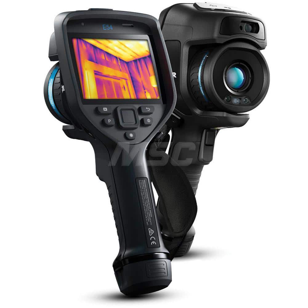 FLIR 84512-1201 Thermal Imaging Cameras; Camera Type: Thermal Imaging IR Camera; Display Type: 4" Color LCD Touchscreen; Compatible Surface Type: Dull; Dark; Light; Shiny; Field Of View: 24 Degree Horizontal x 18 Degree Vertical; Power Source: Li-Ion Rechargeable Battery 