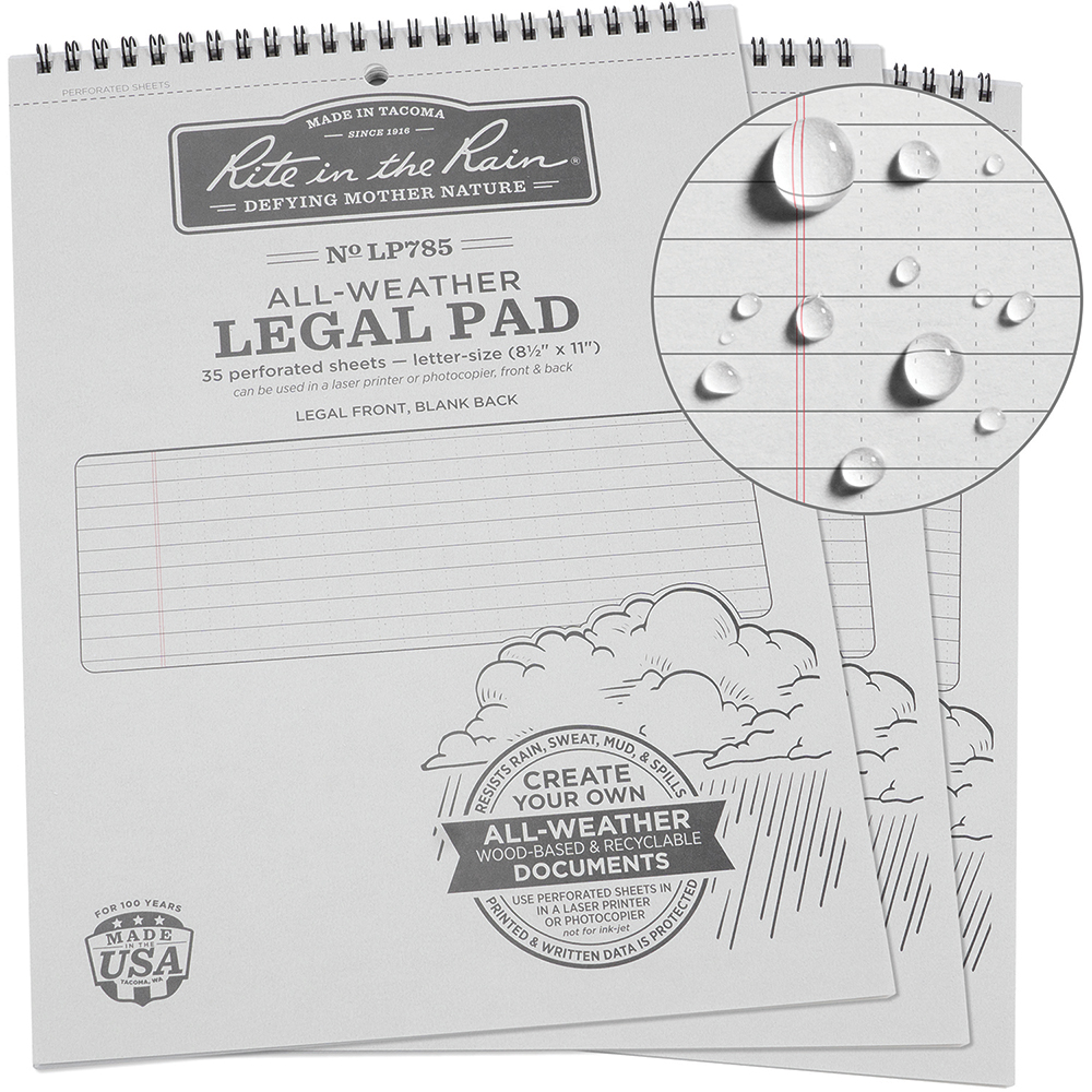 Rite in the Rain Legal Pad: 35 Sheets - Gray Cover | Part #LP785X3