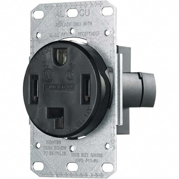 Straight Blade Single Receptacle: NEMA 14-30R, 30 Amps, Grounded