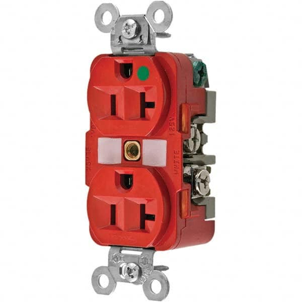 Hubbell Wiring Device-Kellems HBL8300RED Straight Blade Duplex Receptacle: NEMA 5-20R, 20 Amps, Grounded 